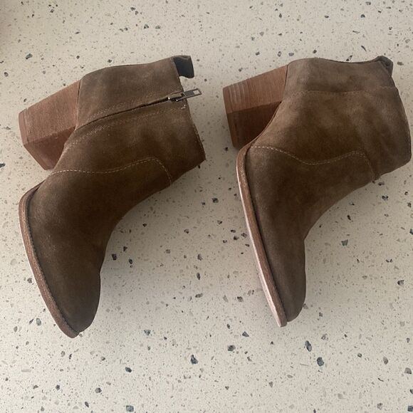 Madewell The Brenner Brown Genuine Suede Leather Ankle Boots Block Heel Size 8.5 - Picture 12 of 13
